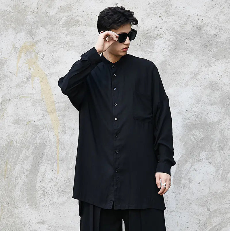 Men's Elegant Dark Silky Shirt