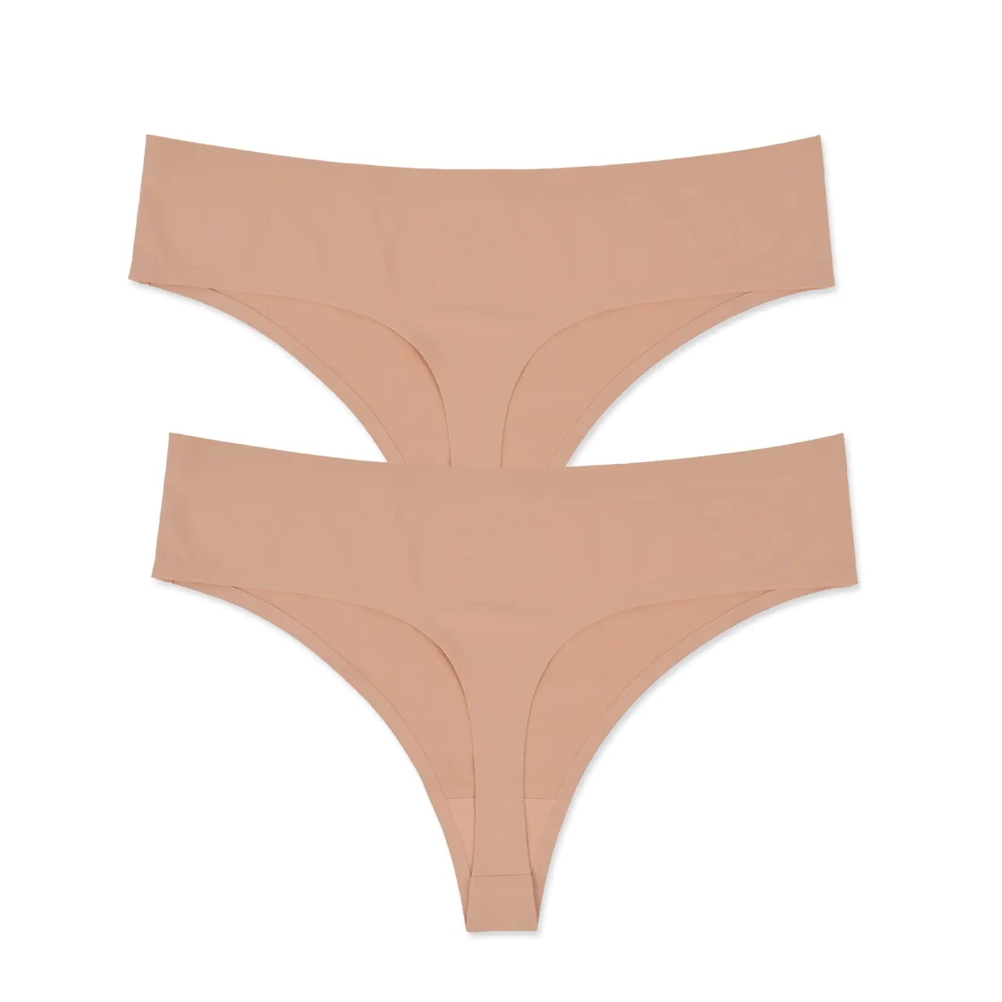 Bolivelan Seamless Thongs No Show Ladies Thong Women Underwear Sexy Panties 2 Pack (Nude US6)