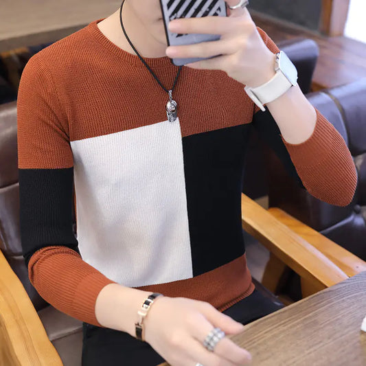 Trendy Plaid Slim-Fit Knitwear for Men