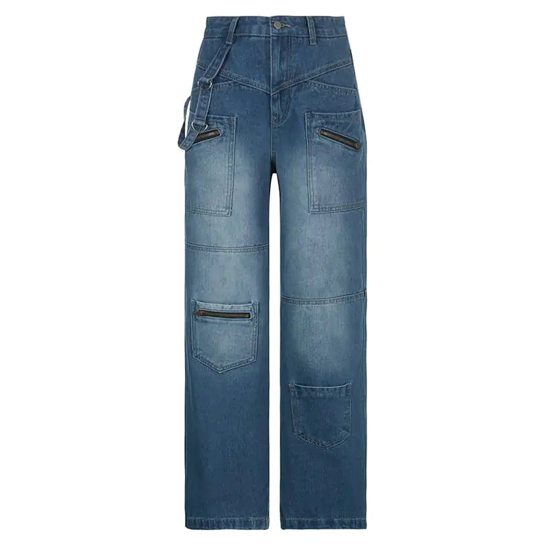 Elegant Cargo Jeans with Heavy Zipper for Women