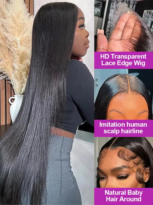 HD Lace Wigs 13x6 Straight Human Hair Wigs 300% Density 40 46 Inch 13x4 360 Full Lace Frontal Wigs 7x5 Glueless Wigs Human Hair