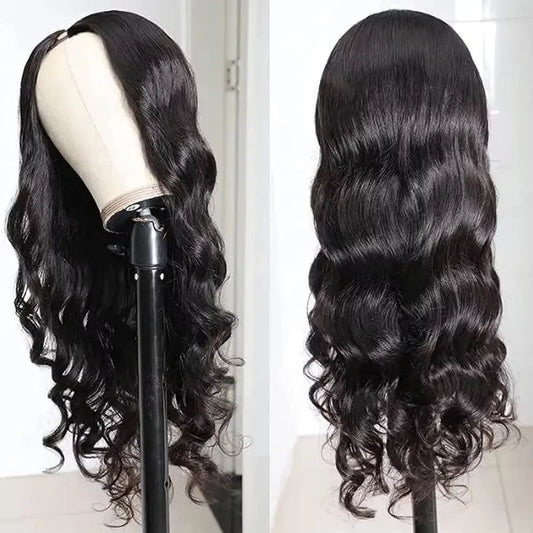 V Shape Part Body Wave Hair Wigs 16-32 Inch Natural Black Brazilian Body Wave Human Hair V Part Human Hair Wigs For Women