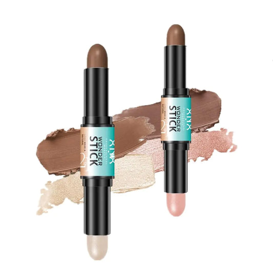 Contour Stick 2Pcs Dual-Ended Highlighter Makeup Pen & Contouring Stick for Face Shaping long-lasting smooth bronzer cream and highlighter sticks a makeup kit for all skin tones (1#+2# A)