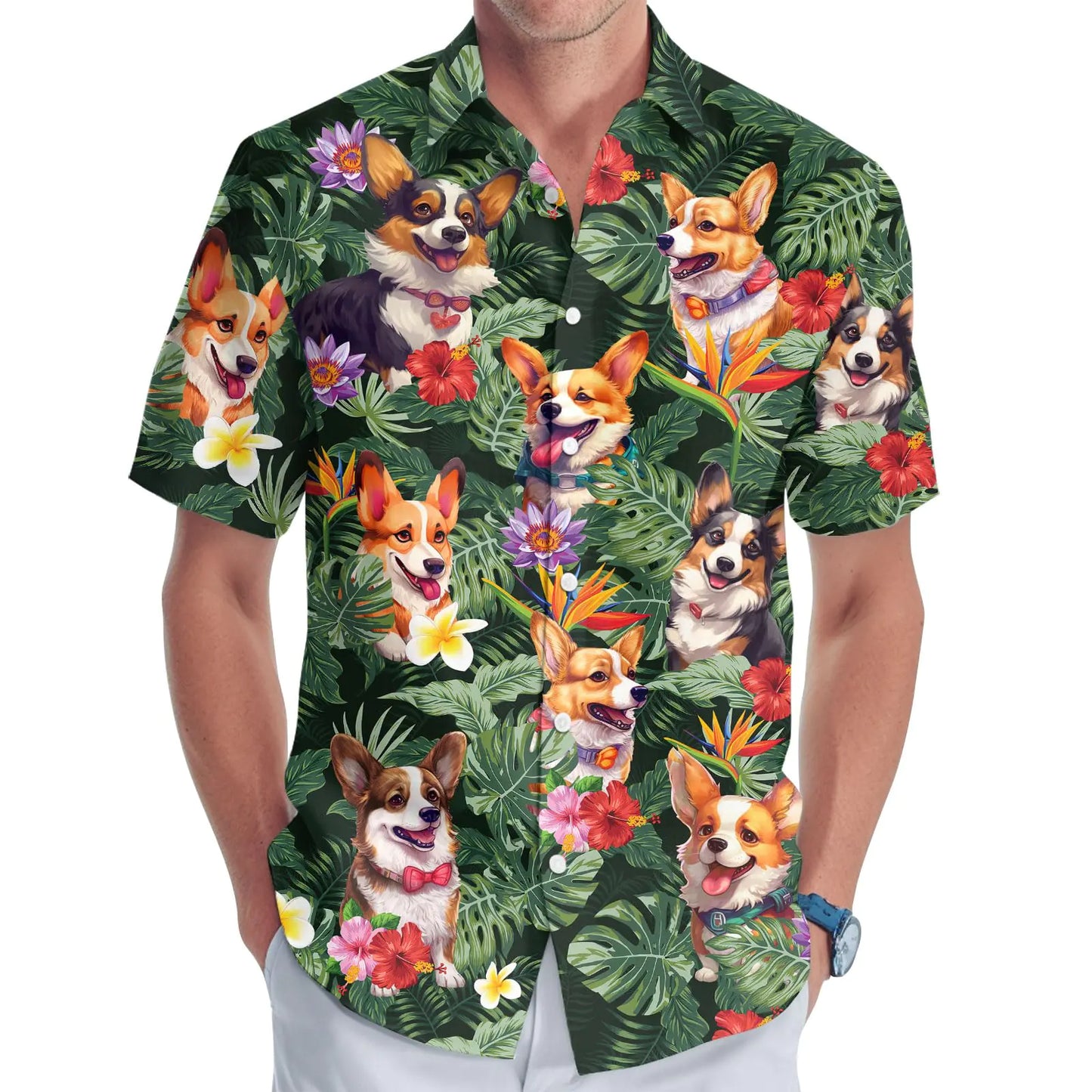 Corgi Casual Hawaiian Unisex Shirt