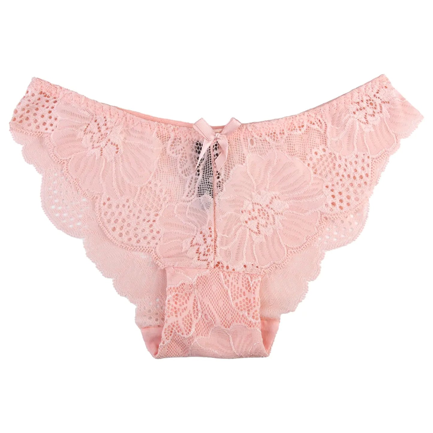 KELITCH Lace Underwear for Women Seamless Sexy Cheeky Floral Womens Hipster Panties No Show Breathable Peach XL