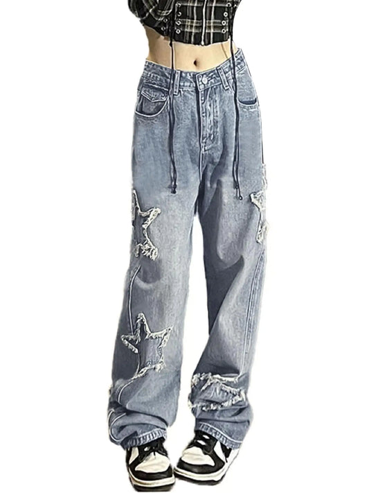 Aesthetic High-Waist Cargo Denim