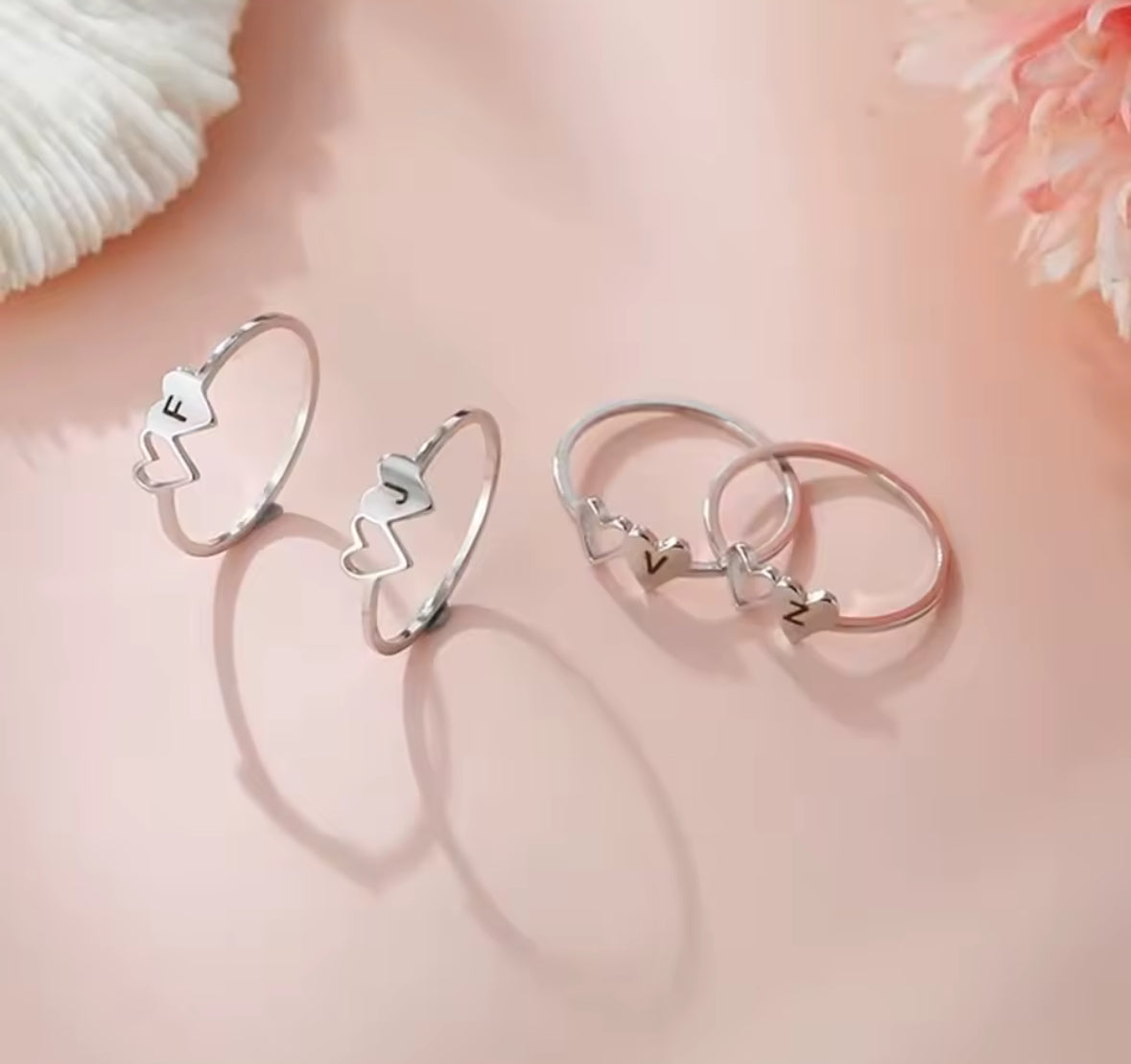 COOLTIME Initial Letter Ring for Women Stainless Steel