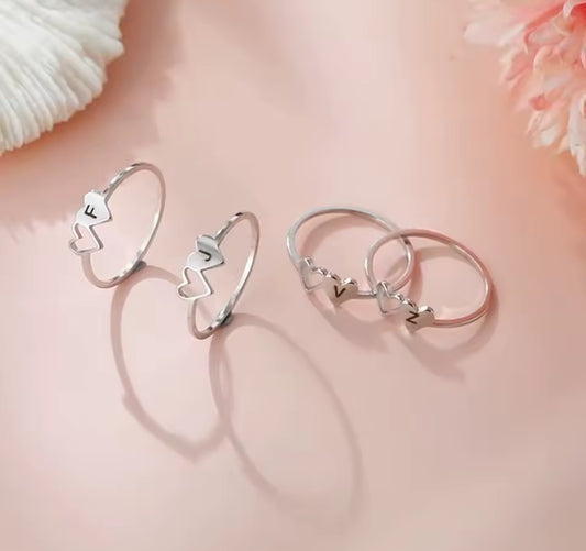 COOLTIME Initial Letter Ring for Women Stainless Steel