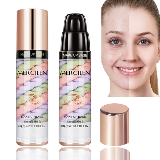 Primer Face Makeup Base 3 In 1 Isolation Cream Color Corrector Makeup Primer Skin Tone Correcting and Brightening Primer Oil Control Moisturizing Face Primer to Hide Wrinkles and Fine Lines