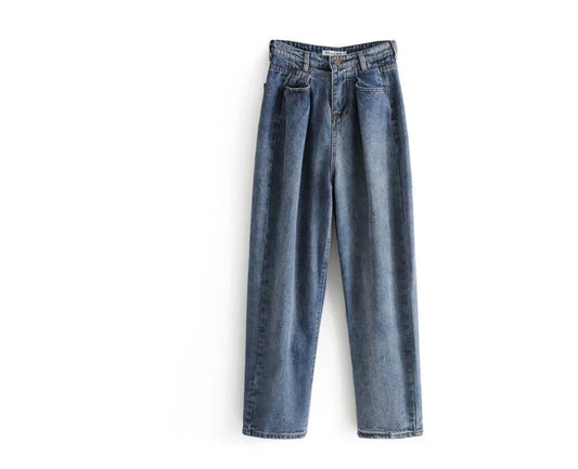 Wide-Leg Straight-Leg Denim Jeans