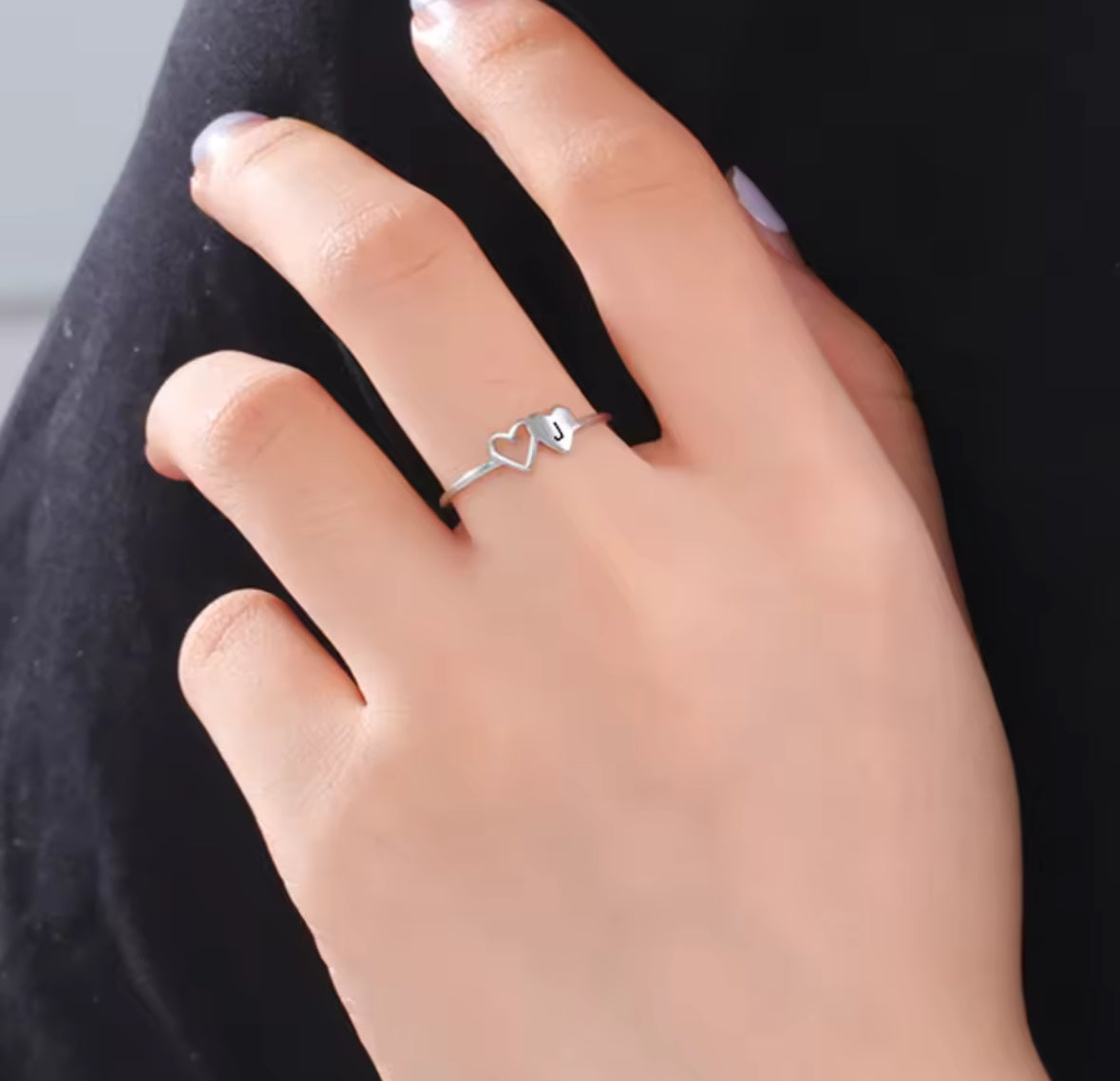 COOLTIME Initial Letter Ring for Women Stainless Steel