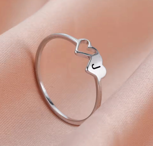 COOLTIME Initial Letter Ring for Women Stainless Steel