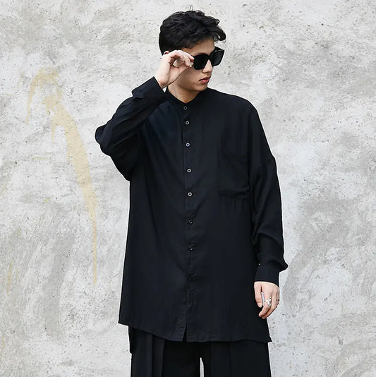 Men's Elegant Dark Silky Shirt