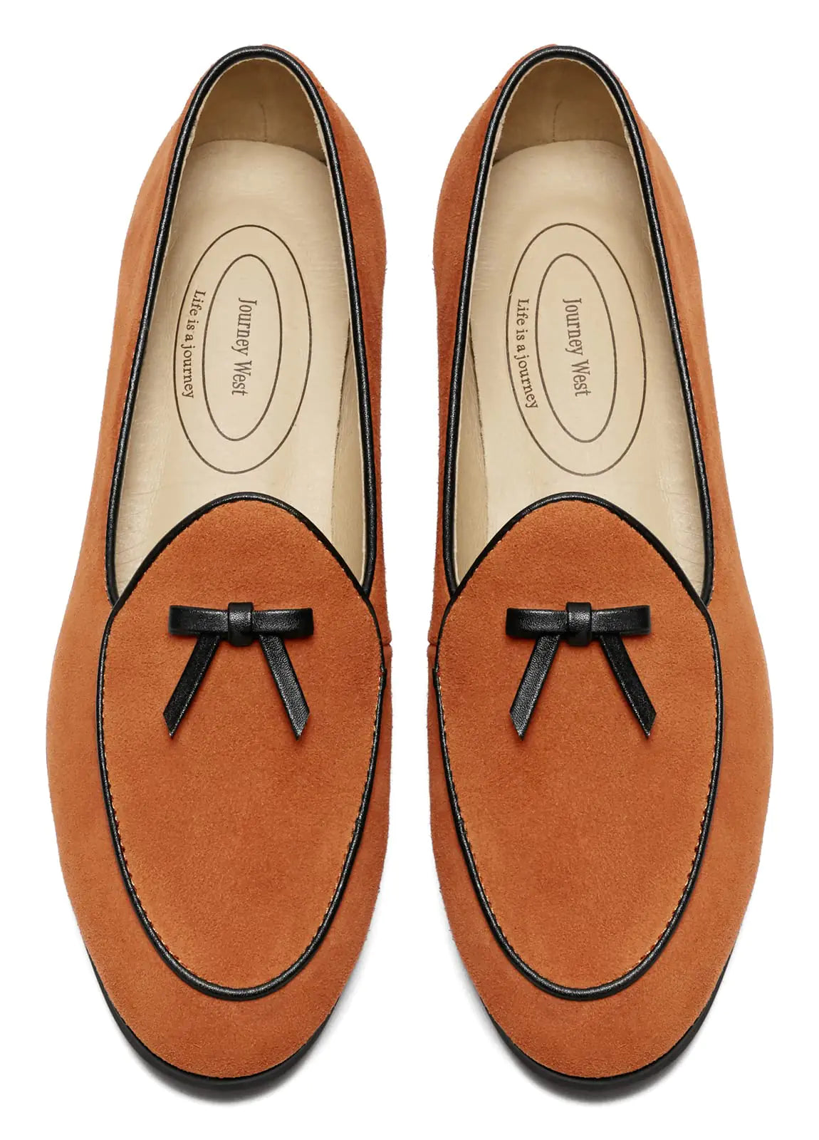 Journey West Suede Tassel Loafer for Women Slip-on Belgian Penny Loafers Shoes for Women Brown US 6