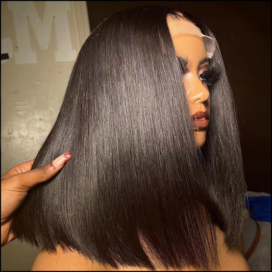 12A Double Drawn Wig Brazilian Human Hair 13*4 Lace Bob Wigs