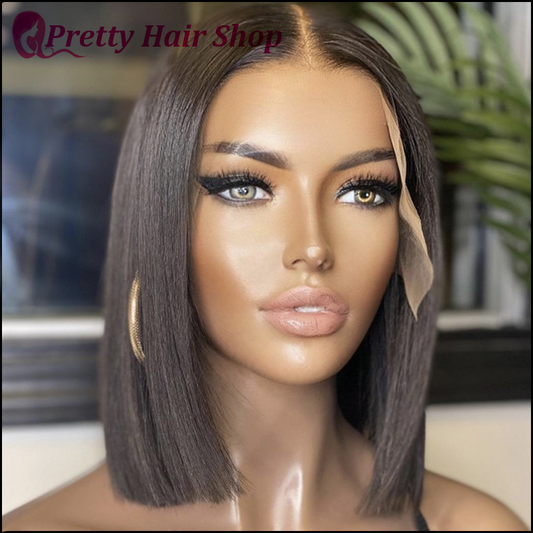 12A Double Drawn Wig Brazilian Human Hair 13*4 Lace Bob Wigs