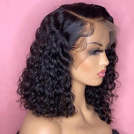 Curly Short Bob Wigs 13×4 Lace Frontal Human Hair Pre Plucked 100% Human Hair Deep Wave 4x4 Lace Front Closure Bob Wig For Women