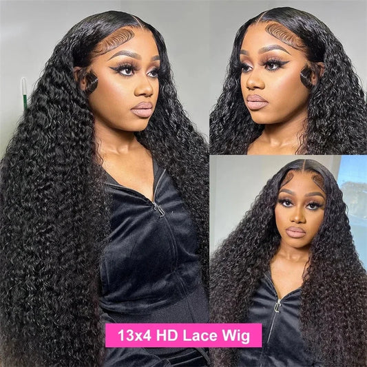 Deep Wave Transparent Lace Frontal Wig 13x4 13x6 Water Wave Lace Frontal Human Hair Wig For Women Brazilian 5X5 4X6 Glueless Wig