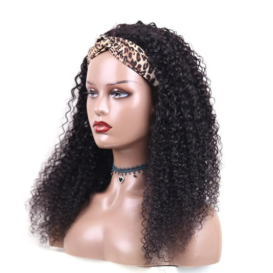 Brazilian Kinky Curly Headband Wigs Wear And Go Glueless Human Hair Wig Full Machine Made Short Bob Curly Wigs For Women 180%