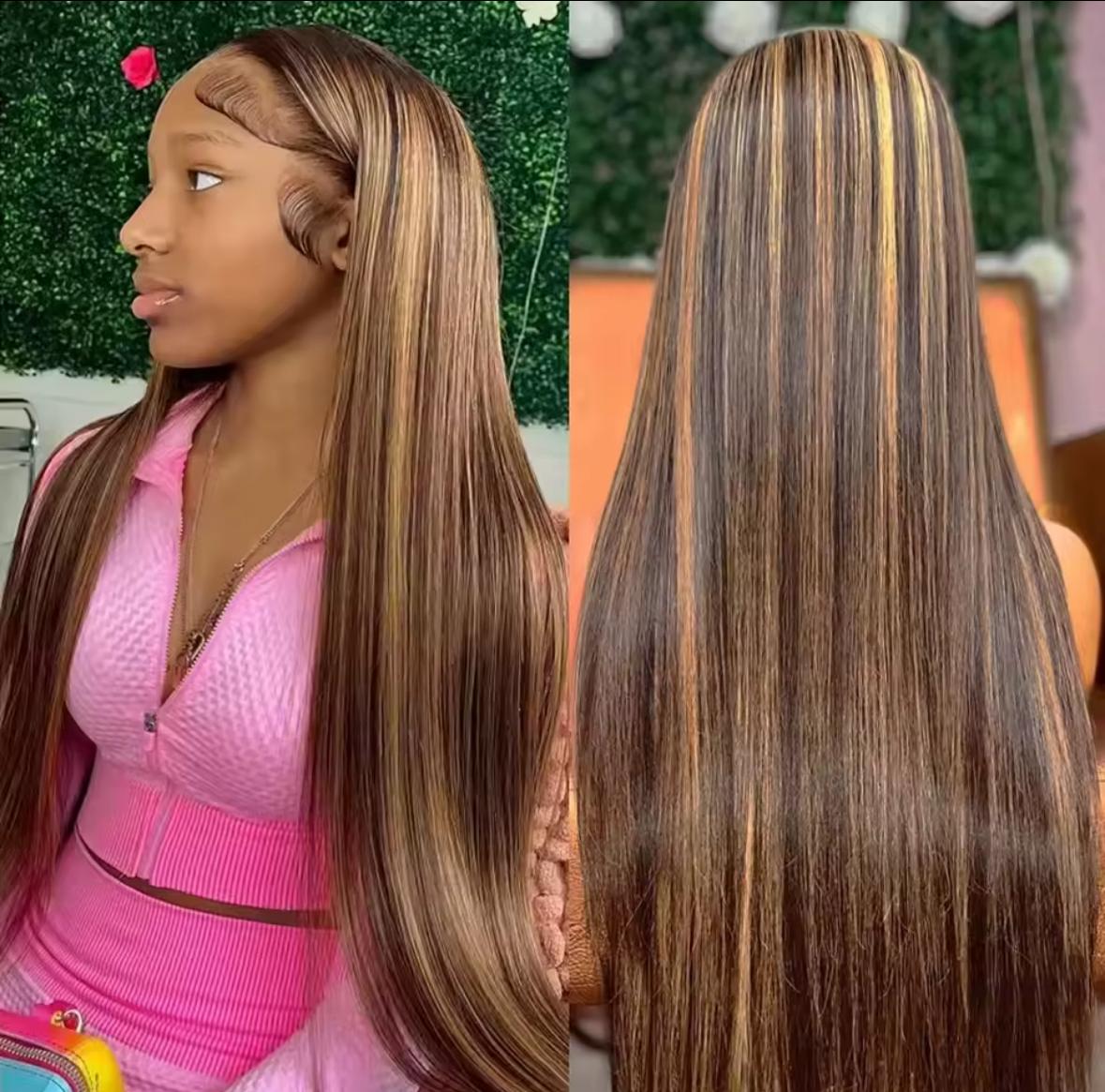 220% Highlight Ombre Wig Human Hair 13x6 Hd Lace Wig 30 Inch