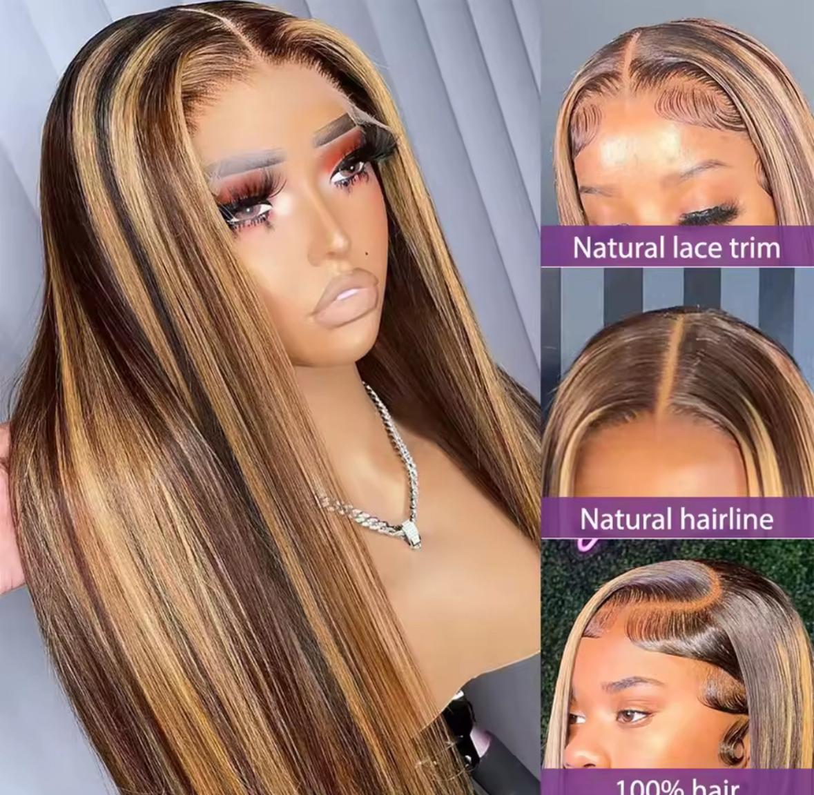 220% Highlight Ombre Wig Human Hair 13x6 Hd Lace Wig 30 Inch