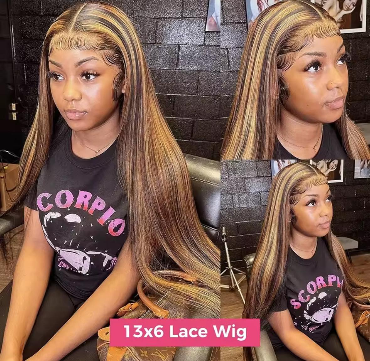 220% Highlight Ombre Wig Human Hair 13x6 Hd Lace Wig 30 Inch