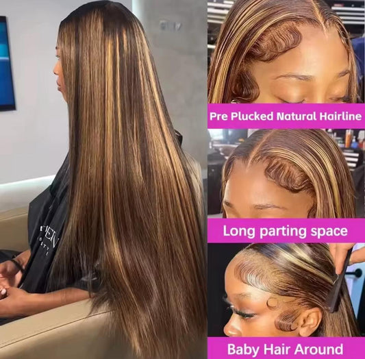 220% Highlight Ombre Wig Human Hair 13x6 Hd Lace Wig 30 Inch