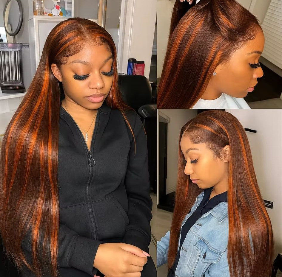 P4/350Gradient Wig human hair Glueless wigs 5x5 hd Lace Wigs Colored