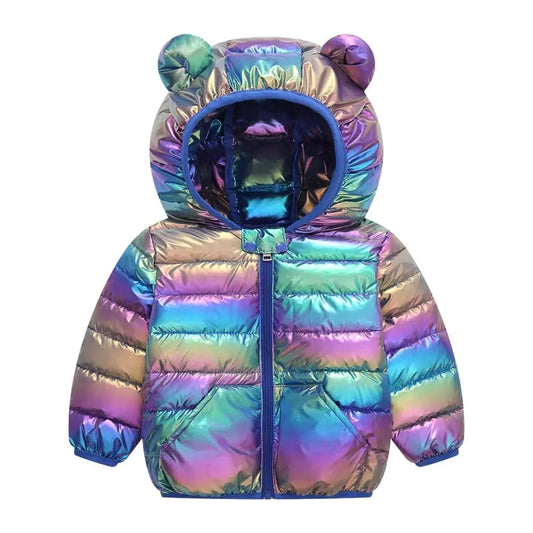 UPlee Winter Coats for Toddlers Kids Baby Girls Boys Padded Lightweight Puffer Jacket Infants Winter Down Alternative Outerwear with Hooded （2-3 year old Purple Blue）
