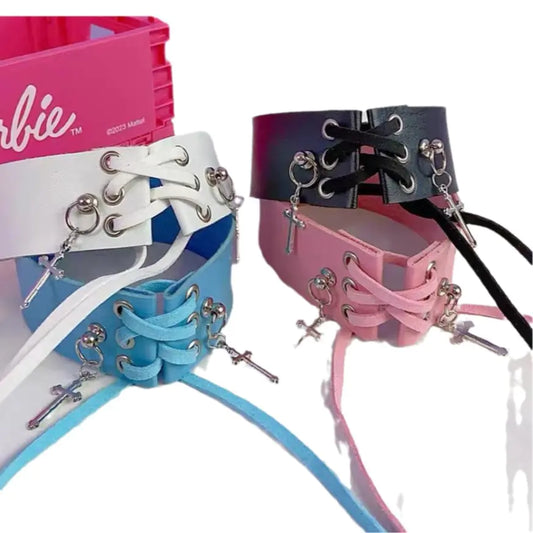 Y2K Cross Rope Necklace - Dark Aesthetic Accessory