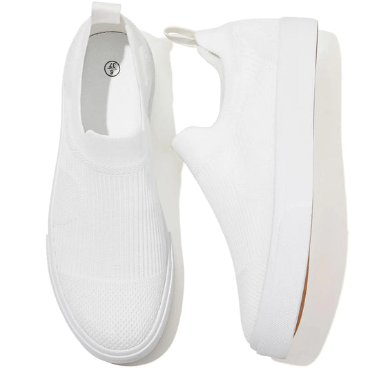 POVOGER Womens Walking Shoes Slip on Sneakers White Women Running Shoe Breathable Fashion Casual Shoes for Women（White11）