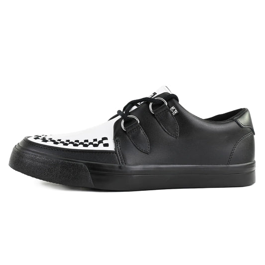 TUK Shoes Black/White Leather Creeper Sneaker Shoes for Women and Men D Ring Lace Up Shoes | US Women 11 / Men 09