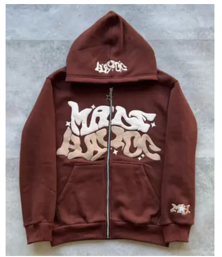 Y2K Chic Plus Size Pink Patterned Zip Hoodie