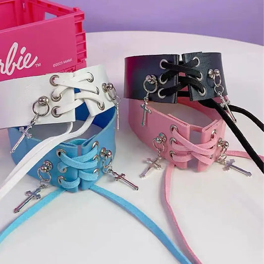 Y2K Cross Rope Necklace - Dark Aesthetic Accessory