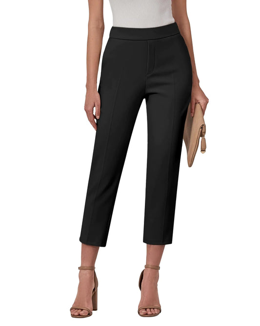 GRAPENT Elegance High-Waist Black Capris