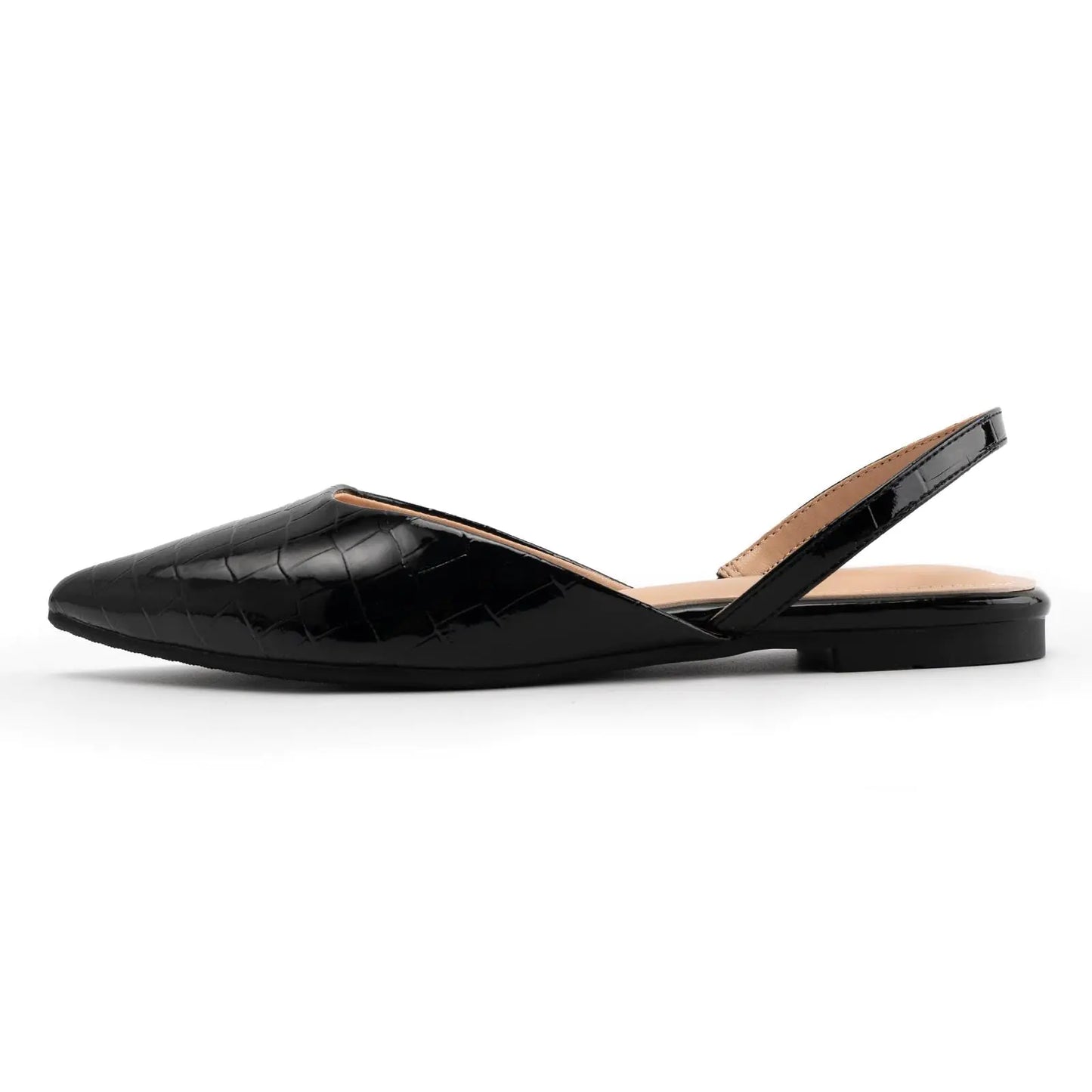 DREAMCIA Slingback Flats for Women Pointed Toe Flats Slip On Casual Office Shoes for Women Black 9